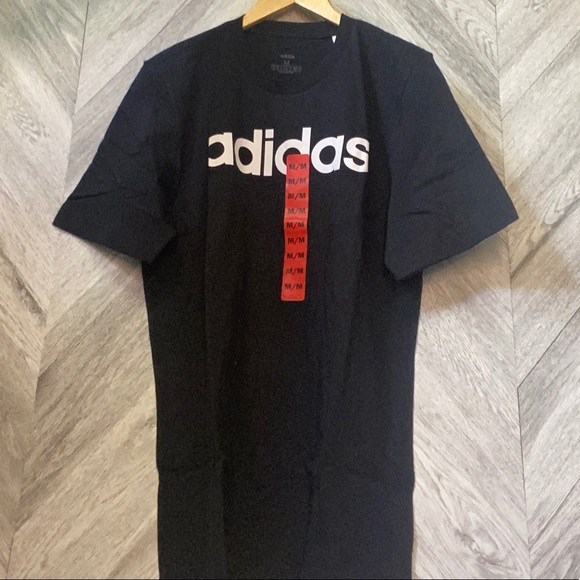 NEW Black Adidas T-Shirt - White Font Size Medium - Picture 4 of 6
